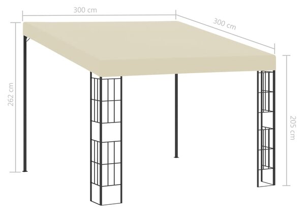 Zidna sjenica 3 x 3 m krem od tkanine - Krema / 3 x 3 m