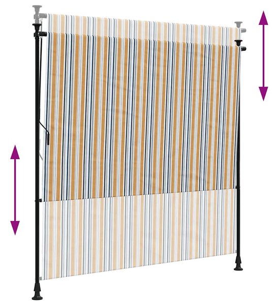 Vanjska roleta žuto-bijela 150 x 270 cm od tkanine i čelika - Žuta / 150 x 270 cm