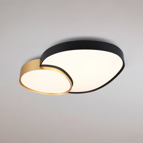 Trio Lighting Rise LED stropna svjetiljka, crno-zlatna, 77 x 63 cm, CCT, prigušiva, prigušiva, Crno, Dnevni boravak/blagovaonica, Metal