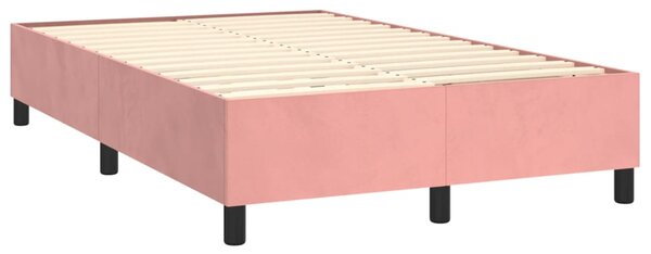 Krevet box spring s madracem LED ružičasti 120x200cm baršunasti - Ružičasti / 120 x 200 cm