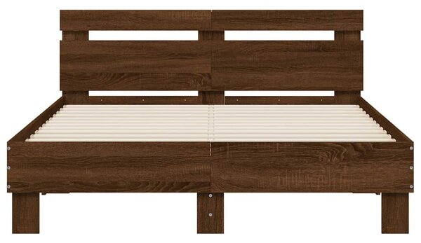 Okvir kreveta s uzglavljem LED smeđa boja hrasta 135 x 190 cm - Smeđa / 135 x 190 cm