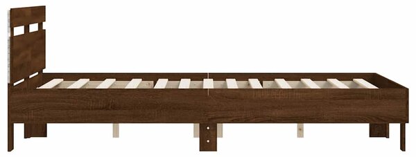 Okvir kreveta s uzglavljem LED smeđa boja hrasta 135 x 190 cm - Smeđa / 135 x 190 cm