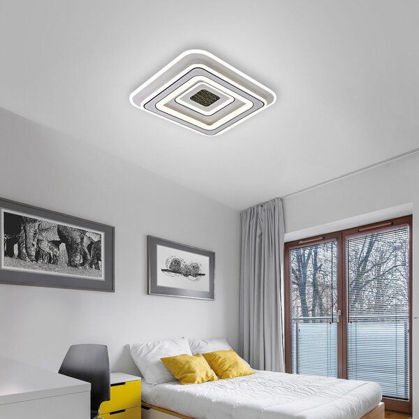 JUST LIGHT. GmbH SAMO SVJETLO. Tolago LED stropna svjetiljka, 49x49 cm, CCT, prigušiva, prigušiva, Bijela, Dnevni boravak/blagovaonica, Plastika