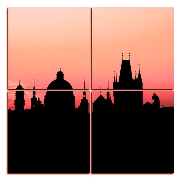 Slika na platnu - Siluete tornjeva i kipova u Pragu - kvadrat 3112FE (60x60 cm)