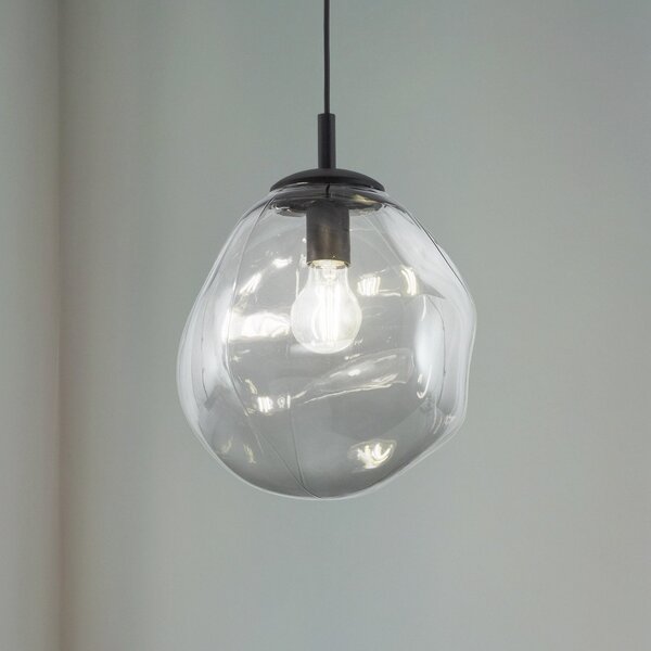 TK Lighting Sol Mini viseća svjetiljka, staklo, Ø 25 cm, crna/grafit siva, prigušiva, Providna, Dnevni boravak/blagovaonica, Staklo