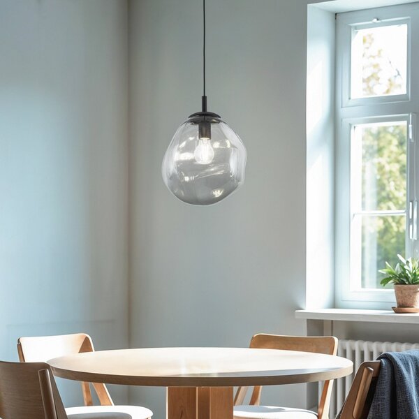 TK Lighting Sol Mini viseća svjetiljka, staklo, Ø 25 cm, crna/grafit siva, prigušiva, Providna, Dnevni boravak/blagovaonica, Staklo