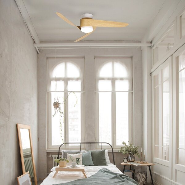 LED stropni ventilator Island drvo dekor DC tihi Ø 102 cm CCT