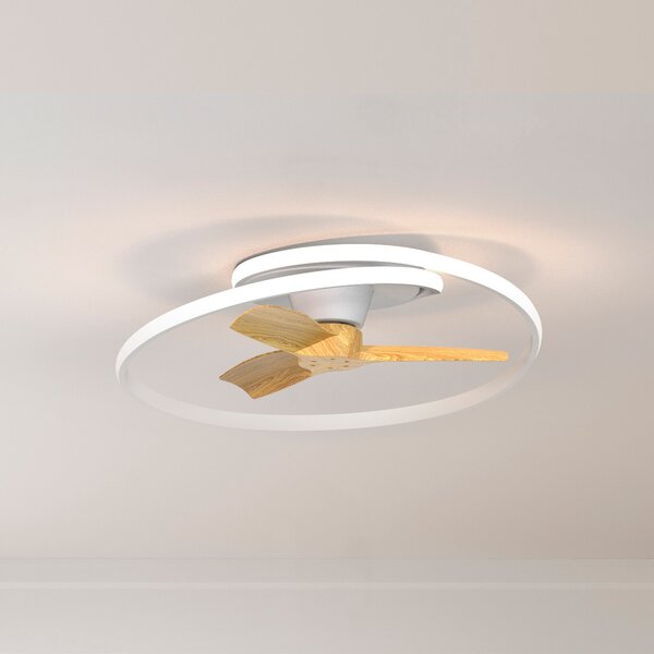 Mantra Iluminación LED stropni ventilator Ocean, bijela/drvo, DC, tih, Ø 78 cm, CCT, prigušiva, Bijela, Dnevni boravak/blagovaonica, Plastika