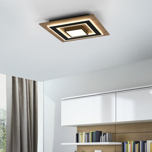 JUST LIGHT. GmbH SAMO SVJETLO. Tola LED stropna svjetiljka, četvrtasta, 2 žarulje, drvo,, Drvo, Dnevni boravak/blagovaonica, Drvo