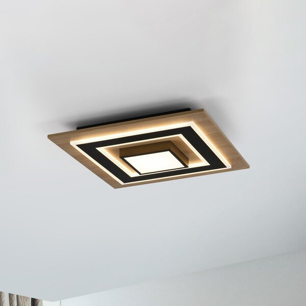 JUST LIGHT. GmbH SAMO SVJETLO. Tola LED stropna svjetiljka, četvrtasta, 2 žarulje, drvo,, Drvo, Dnevni boravak/blagovaonica, Drvo