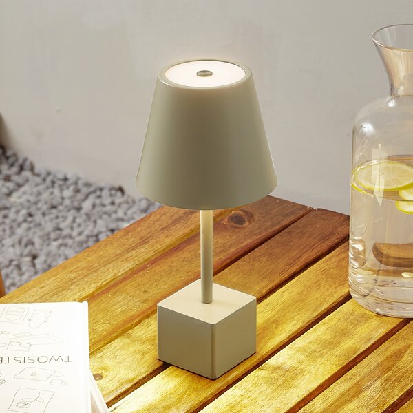 Lindby LED baterijska stolna lampa Janea CUBE, zelena, metal