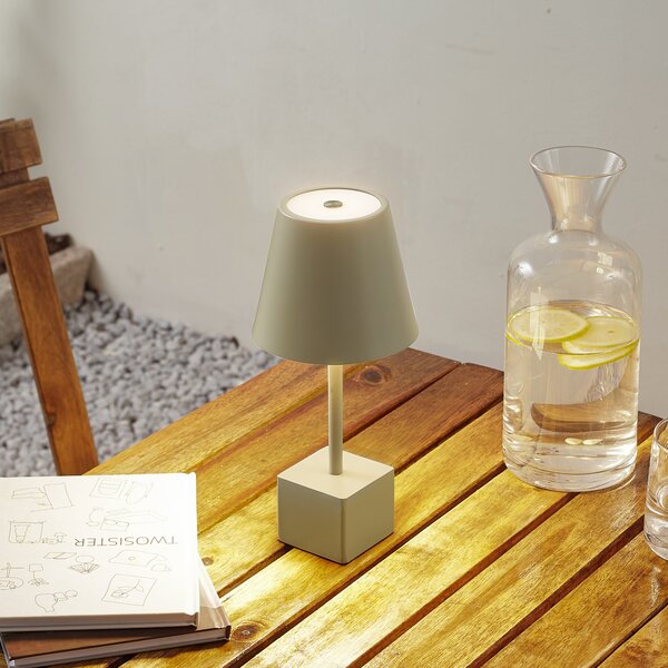 Lindby LED baterijska stolna lampa Janea CUBE, zelena, metal
