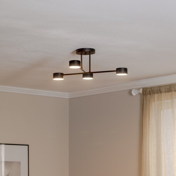 EMIBIG LIGHTING Stropna svjetiljka Modus 4, čelik, četiri žarulje, GX53, crna, prigušiva, Crno, Dnevni boravak/blagovaonica, Metal