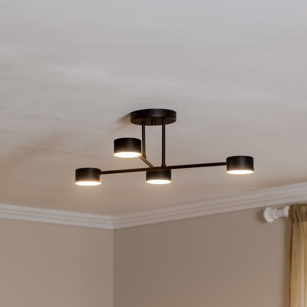 EMIBIG LIGHTING Stropna svjetiljka Modus 4, čelik, četiri žarulje, GX53, crna, prigušiva, Crno, Dnevni boravak/blagovaonica, Metal