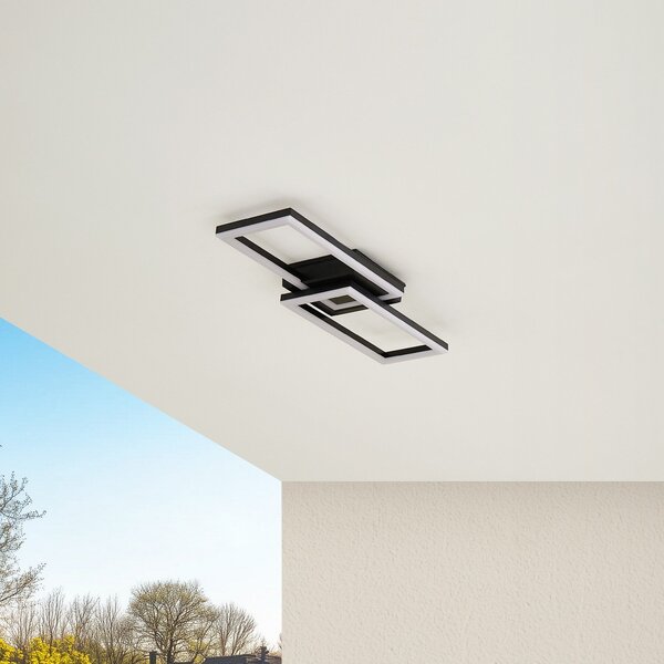 Lindby LED vanjska stropna svjetiljka Finian, 64 cm x 21 cm, CCT prigušivač, prigušiva, Crno, Plastika
