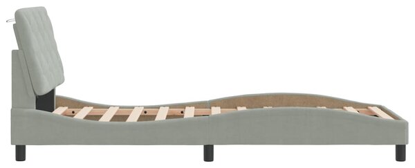 Okvir kreveta s LED-om bez madraca svjetlosivi 90x200 cm baršunasti - Siva / 90 x 200 cm