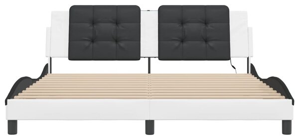 Okvir kreveta s LED-om bez madraca Zadar bijelo-crni 180 x 200 cm - Bijela / 180 x 200 cm