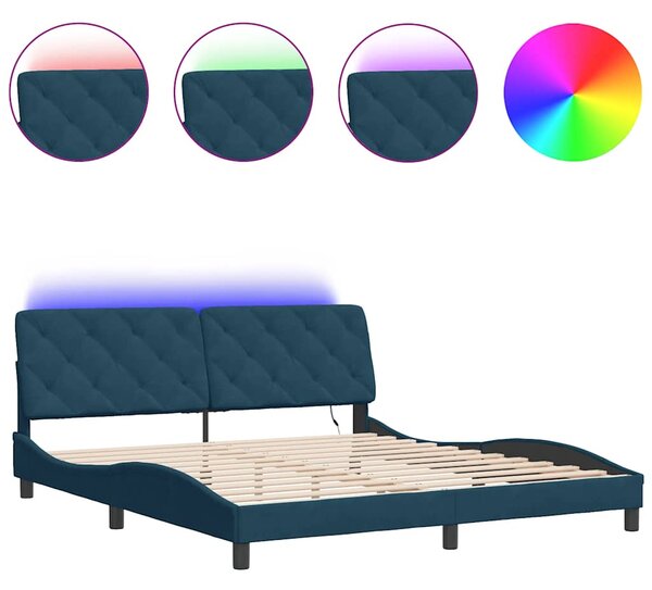 Okvir kreveta s LED-om bez madraca plavi 180 x 200 cm baršunasti - Plava / 180 x 200 cm