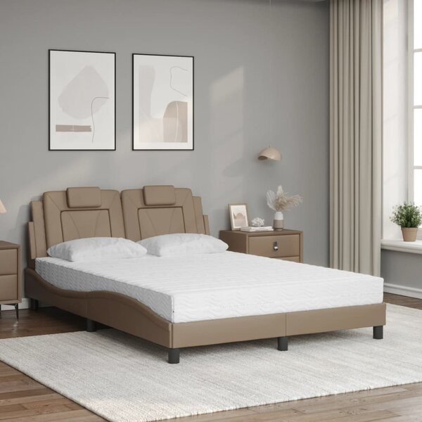 Krevet Viana s madracem boja cappuccina 120 x 200 cm od umjetne kože - Smeđa / 120 x 200 cm