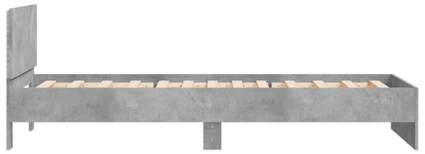 Okvir kreveta s uzglavljem LED siva boja betona 100 x 200 cm - Siva / 100 x 200 cm