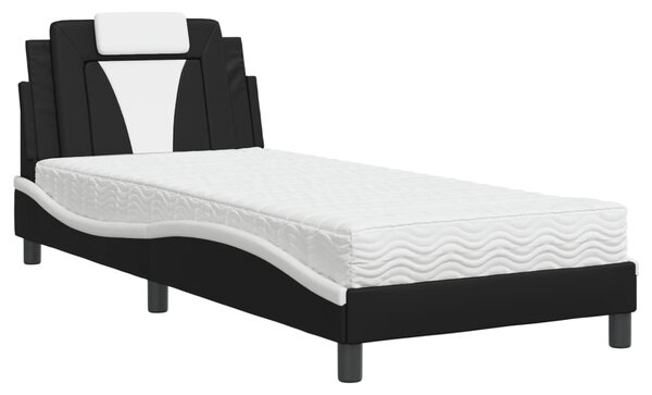 Krevet Viana s madracem crno-bijeli 80 x 200 cm od umjetne kože - Crna / 80 x 200 cm