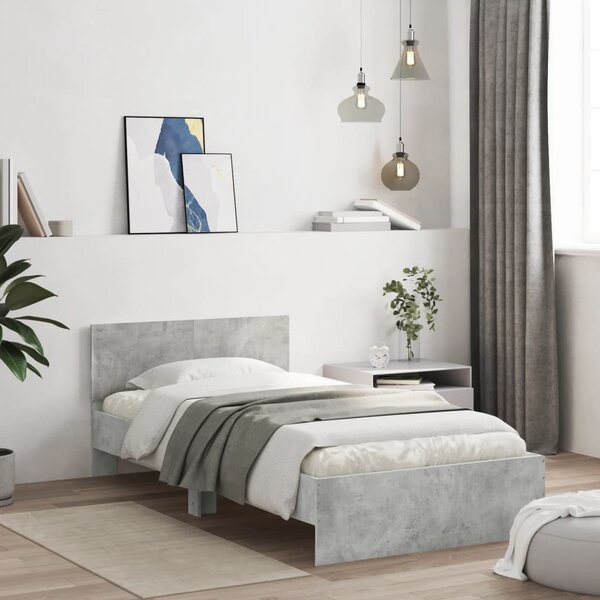 Okvir kreveta s uzglavljem LED siva boja betona 100 x 200 cm - Siva / 100 x 200 cm
