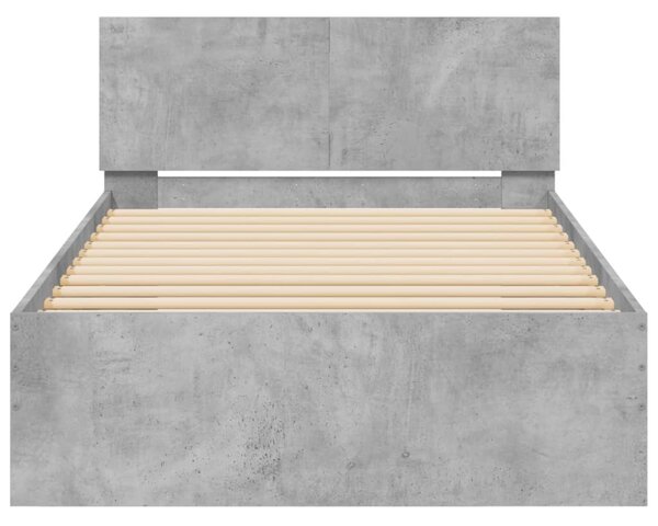 Okvir kreveta s uzglavljem LED siva boja betona 100 x 200 cm - Siva / 100 x 200 cm