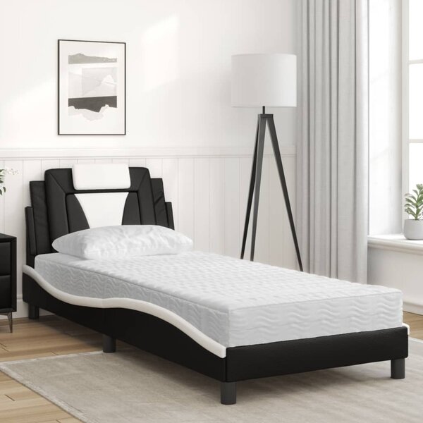 Krevet Viana s madracem crno-bijeli 80 x 200 cm od umjetne kože - Crna / 80 x 200 cm