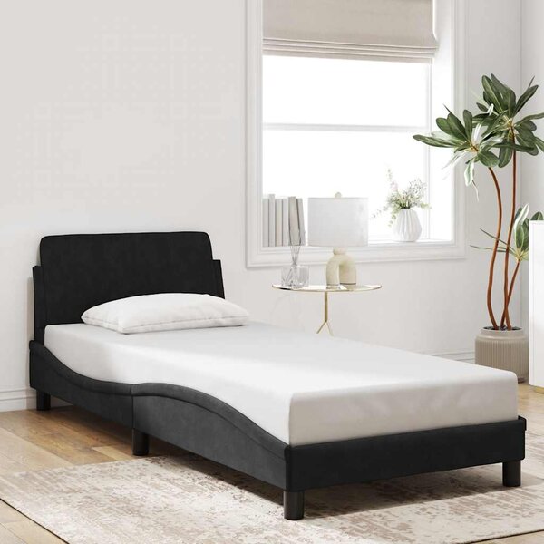 Okvir kreveta s uzglavljem Dover crni 80x200cm baršunasti - Crna / 80 x 200 cm