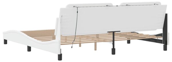 Okvir kreveta s LED-om bez madraca Zadar bijeli 200 x 200 cm - Bijela / 200 x 200 cm