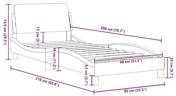 Okvir kreveta s uzglavljem Dover plavi 80 x 200 cm baršunasti - Plava / 80 x 200 cm