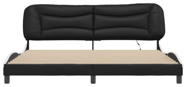 Okvir kreveta s LED-om bez madraca Hvar crno-bijeli 200 x 200 cm - Crna / 200 x 200 cm
