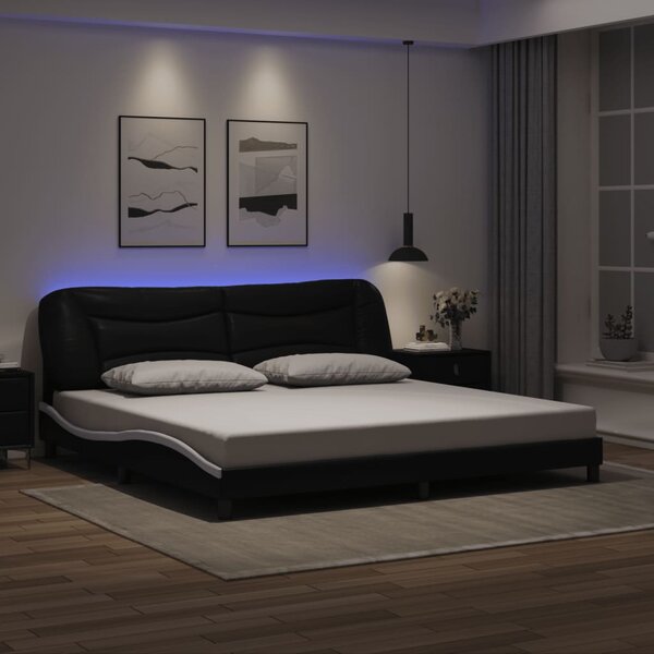 Okvir kreveta s LED-om bez madraca Hvar crno-bijeli 200 x 200 cm - Crna / 200 x 200 cm