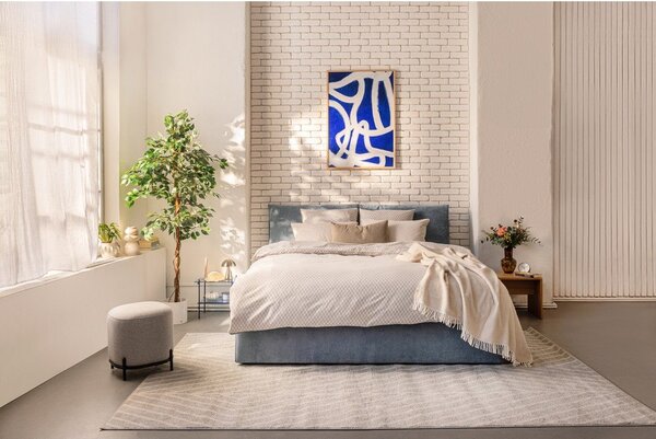 Plavi tapecirani bračni krevet s podnicom i prostorom za odlaganje 180x200 cm Thessa Pillow – Bonami Selection