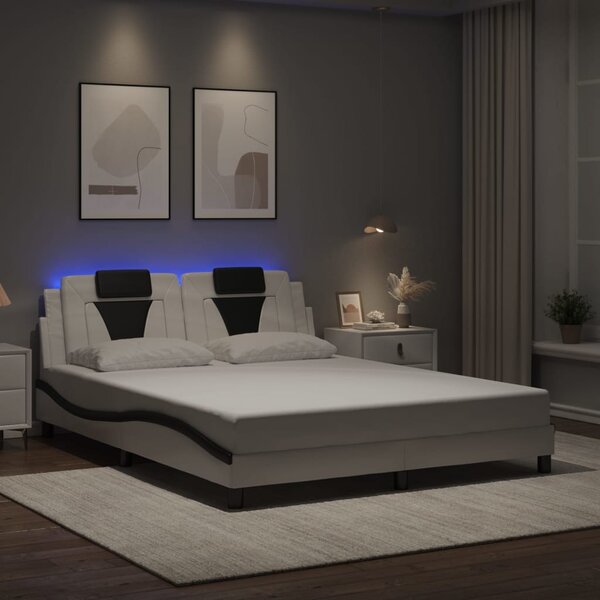 Okvir kreveta Viana s LED-om bez madracabijelo-crni 160 x 200 cm - Bijela / 160 x 200 cm