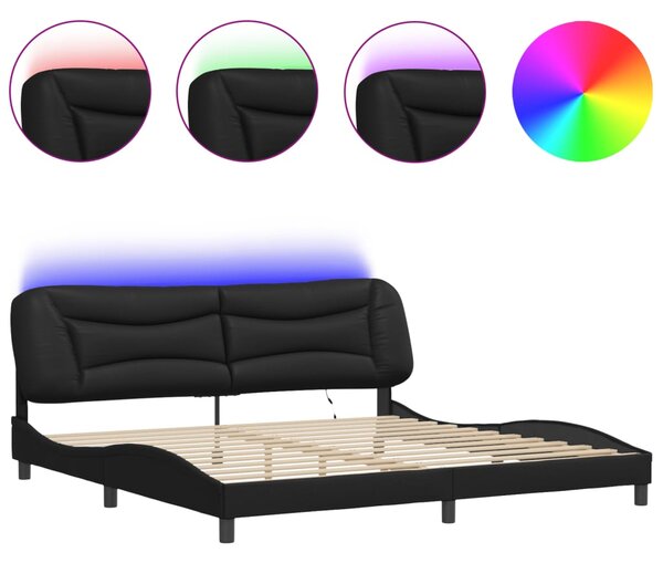 Okvir kreveta s LED-om bez madraca Hvar crni 200 x 200 cm - Crna / 200 x 200 cm