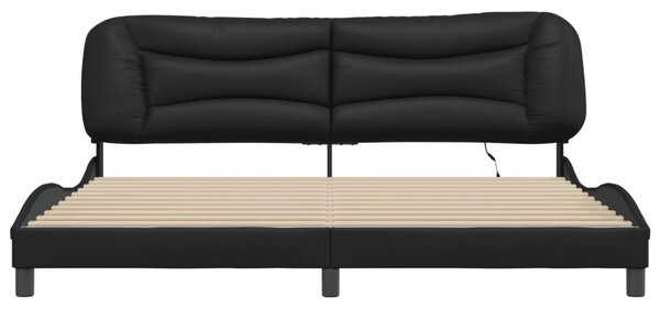 Okvir kreveta s LED-om bez madraca Hvar crni 200 x 200 cm - Crna / 200 x 200 cm