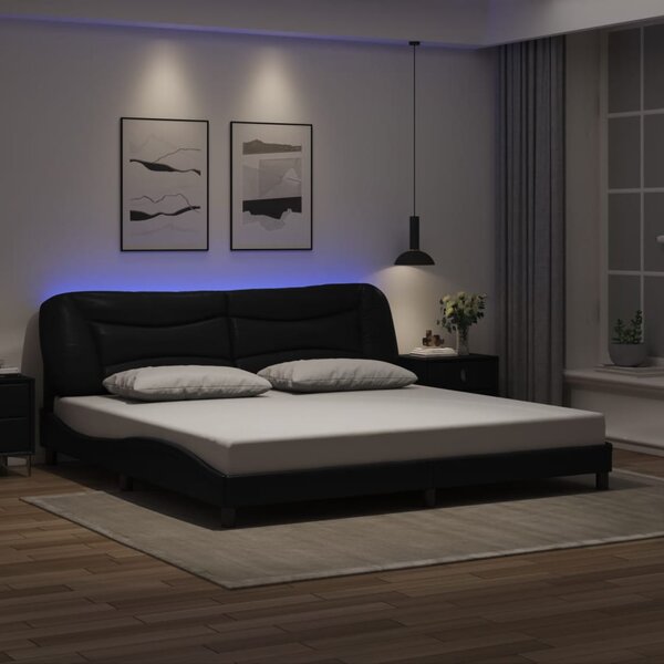Okvir kreveta s LED-om bez madraca Hvar crni 200 x 200 cm - Crna / 200 x 200 cm