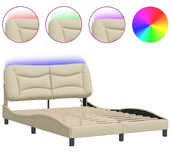 Okvir kreveta s LED-om bez madraca Hvar krem 140x190 cm Tkanina - Krema / 140 x 190 cm