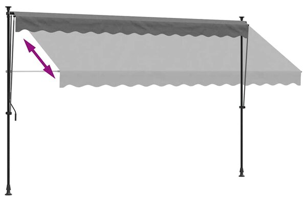 Tenda na uvlačenje antracit 350 x 150 cm od tkanine i čelika - Antracitno siva / 350 x 150 cm
