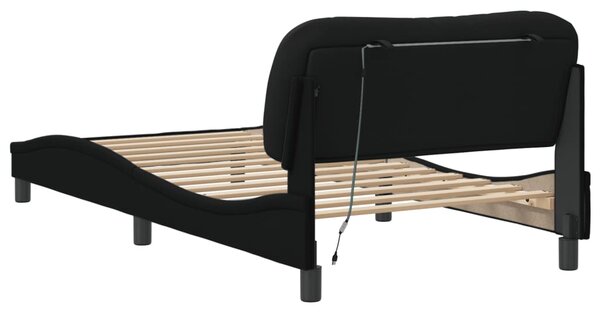 Okvir kreveta s LED-om bez madraca Hvar crni 100x200 cm od tkanine - Crna / 100 x 200 cm