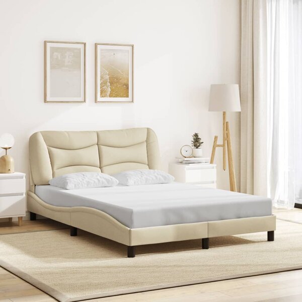 Okvir kreveta s LED-om bez madraca Hvar krem 140x190 cm Tkanina - Krema / 140 x 190 cm