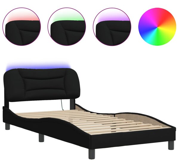 Okvir kreveta s LED-om bez madraca Hvar crni 100x200 cm od tkanine - Crna / 100 x 200 cm