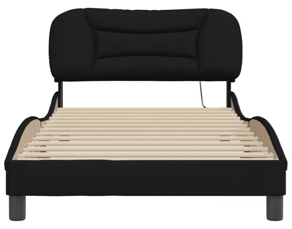 Okvir kreveta s LED-om bez madraca Hvar crni 100x200 cm od tkanine - Crna / 100 x 200 cm