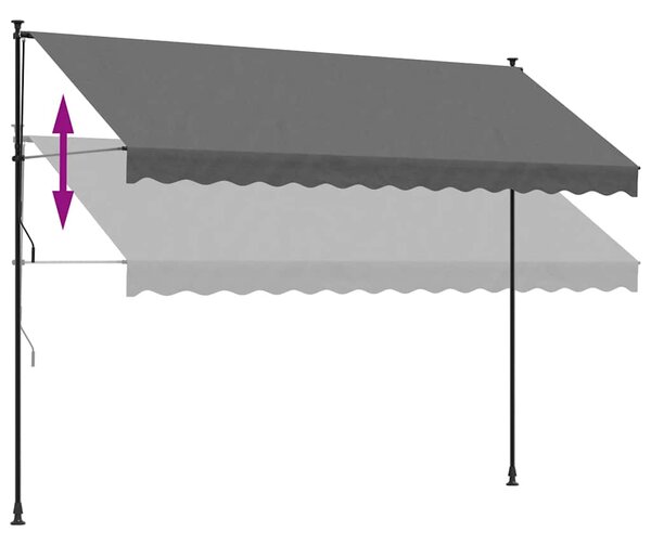 Tenda na uvlačenje antracit 350 x 150 cm od tkanine i čelika - Antracitno siva / 350 x 150 cm