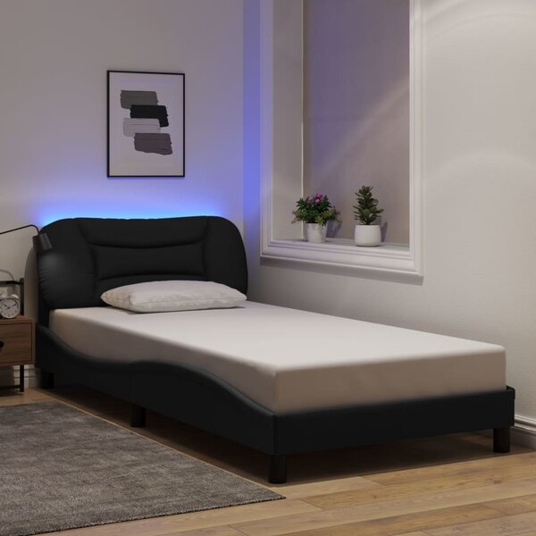 Okvir kreveta s LED-om bez madraca Hvar crni 100x200 cm od tkanine - Crna / 100 x 200 cm