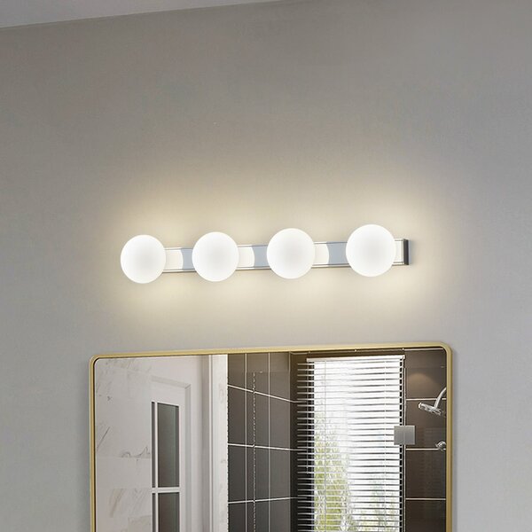 Lucande LED kupaonska zidna svjetiljka Myrra, krom, staklo, 60 cm, IP44, Metalik, kupaonica, Aluminij