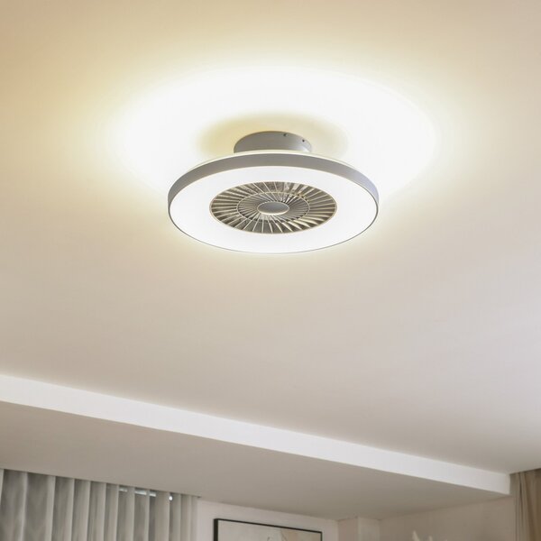 Lindby pametni LED stropni ventilator Paavo, srebrni, tihi, Tuya, prigušiva, Sivo, Dnevni boravak/blagovaonica, Plastika