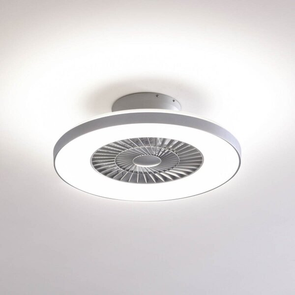 Lindby pametni LED stropni ventilator Paavo, srebrni, tihi, Tuya, prigušiva, Sivo, Dnevni boravak/blagovaonica, Plastika