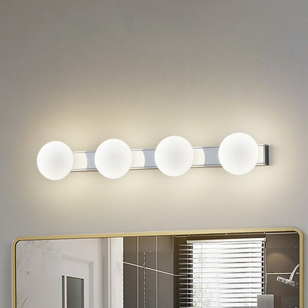 Lucande LED kupaonska zidna svjetiljka Myrra, krom, staklo, 60 cm, IP44, Metalik, kupaonica, Aluminij